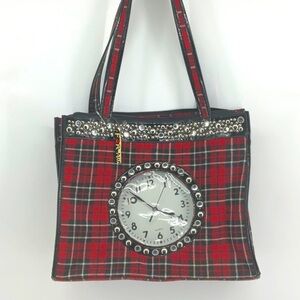 Franco Sarto Red Plaid Tote Bag
